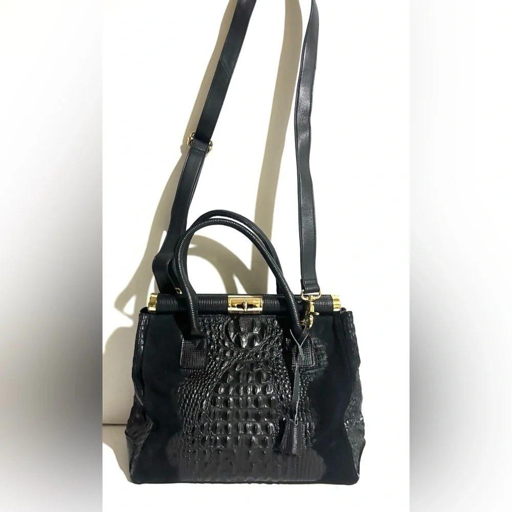 Giada Pelle croc embossed satchel Elegant Black Handbag